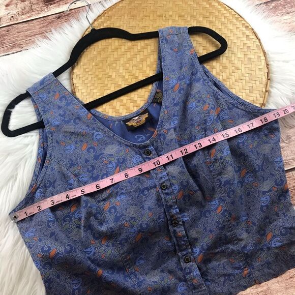 VTG Harley Davidson printed button front crop top - Picture 4 of 5